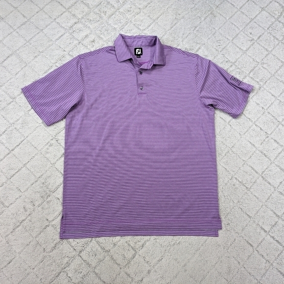 Footjoy Polo Shirt Men's XL Gray Purple Stripe Golf Performance TPC Sugarloaf  - Picture 1 of 8